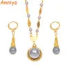 Necklace Anniyo Pearl Pendant Ball Beads Necklaces Jewelry Set Women Gold Color Guam Micronesia Jewelry Hawaii Gift #164606 210320