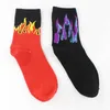 Hommes Hip Hop Design Rouge Jaune Flamme Crew Chaussettes Réaliste Jacquard Feu Chaussettes Classique Rue Skateboard Coton Longues Chaussettes Unisexes X0710