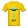 UFO Alien Tee Take Take Me Hem Hipster Stor Storlek Mens T-shirt Bomull Intressant Rolig T Vuxen Klädskjorta 210716