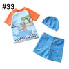 Children boys swimsuit Swim Three-Pieces cartoon top shorts swim hat kids swimsuits clothes M4023