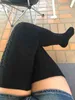 女性の太もものハイハイストッキング冬の暖かい女性の女の子ブラックホワイトロング冬の上の膝の靴下女性ウールの足のレッグウォーマー211221