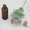 Frosted Amber White Glass Dropper Bottle 15ml 30ml 50ml with Bamboo Cap 1oz Wooden Essential Oil Bottles