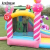 Uppblåsbara hoppslott för barn 3.7x2.6x2m Hoppning Slott Bouncer Blow Up Bounce House med Slide Children Fun Play
