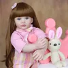 60 cm Silicone Reborn enfant en bas âge poupée jouet réaliste 24 pouces vinyle cheveux longs princesse bébés vivants Bebe habiller fille cadeau d'anniversaire Q0910