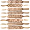 Embossing Wooden Rolling Pin with Christmas Snowflake Flower Pattern for Baking Embossed Cookies, Kids and Adults Cute Kitchen Tool FY4820