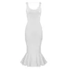 Kobiety Sexy Tumpet Fishtail White Black Bandaż Dress Elegancki Night Club Midi Prom Celebrity Bodycon Party Vestido 210527