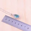 Risenj-Conjunto de joyería para mujer, piedra azul cielo mágica, Color plata, conjunto de joyería nupcial ovalada grande, pendientes, anillo, collar, H1022