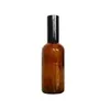 Partihandel Amber Glass Essential Oil Perfume Spray Flaskor med kvalitet Svart Fine Mist Atomizer Sprayer / Lotion Pump Top, 5ml-100ml