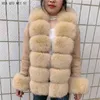 fur cardigan real coat natural knitted sweaters s racoon vest women 211122