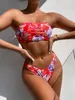 Designer bikini Leopard Padded Women Swimsuit Push Up Bandeau Swimwear Set Beachwear Brazil Suit Monokini maillot de bain Female bra High Waist Sets Swim Bandage