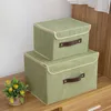 Large Folding Cotton Linen Storage Box With Lid Kids Toys Organizer Bins Clothes Organizers 210922