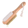 NEW2 in 1 Cleaning Brushes Natural Body or Foot Exfoliating brush Double Side with Nature Pumice Stone Soft Bristle EWB7138