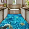 3D壁紙の床の壁のステッカー創造的な海のパターン防水自己接着ポリ塩化ビニールの浴室寝室の床の壁紙