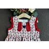 LOVE DD&MM Girls Sets Summer Children's Wear Girls Sleeveless Wood Ear Square Collar Print Dress + Shorts Wine Red Suit 210715