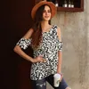 Women's Summer Leopard T Shirt Casual Short Sleeve Tops Print Basic Off Shoulder T-shirt 210514