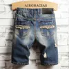 Masculino rasgado jeans curtos bermuda shorts de algodão de jeans respirável tamanho 28-40