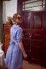 Film lolita in stile estate abito blu assetto a manicotto a manicotto gonfio