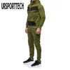 URSPORTTECH Tracksuit Men Set Patchwork Hoodies Set Man Pullover Hoodies and Sweatpants Male Work Out Jogging Suit Gym Clothing 210528