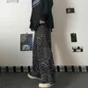 Pantalon droit version coréenne pantalon de style Harajuku motif zèbre lâche jambe large décontracté pour hommes et femmes 210526
