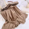 SURMIITRO Sommer Midi Langer Faltenrock Frauen Koreanischer Stil Shinny Satin Mittellanger Rock mit hoher Taille weiblich mit Gürtel 210712