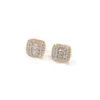 High Quality 18K Gold Plated Square Zirconia Brass Stud 925 Silver Post Earring