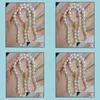 Beaded Neckor Pendants Jewelry 9-10mm White Natural Pearl Necklace 18 tum 14k Gold Clasp Womens Gift Drop Delivery 2021 39Sll