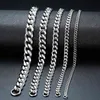 Men Simple 3-11mm Stainless Steel Curb Cuban Link Chain Bracelets for Women Unisex Wrist Jewelry Gifts250E