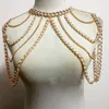 CHRAN Fashion Women Sexy Gold Color Body Necklace Chain Charm Multi Layer Faux Pearl Shoulder Slave Belly Belt Harness Jewelry2497451