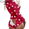 Damskie kombinezony Projektant Sexy Walentynki Body Onesies Wzór Drukowane Przycisk Przycisk Funkcjonalny Odwróć Piżamy Piżamy Pacy 6 Kolory