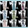 Aessories Mens 8Cm Classic Cotton Fashion Retro Floral Ties Colorf Printed Party Neck Pocket Square Cufflinks Set Drop Delivery 2021 X2Gqr