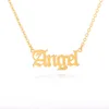 10st gammal engelsk brevord ängel halsband rostfritt stål initial alfabet Namn Logo hängsmycke charm kedja minimalistiska krage choker smycken för kvinnor fest