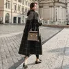 Hong Kong-Style Retro Controllare la lana cappotto di lana da donna 2021 Autunno e inverno stile coreano lungo miscele di lana lunga