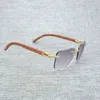 2022 Fábrica Atacado New Natural Wood Sunglasses Homens Preto Branco Búfalo Chifre Mulheres Acessórios Oculos Shadow Rimless Óculos Para Exterior B