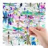 Envoltório do presente 50 pcs adesivos coloridos da libélula para papel de carta Papel para o portátil Bonito adesivo Aesthetic artesanato suprimentos scrapbooking material