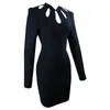 Casual Dresses Sesidy Summer 2021 Women Long Sleeve Bandage Dress Sexy Hollow Out Club Celebrity Evening Runway Party