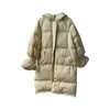 冬の韓国の厚いフード付きジャケット3色のコットンコート女性の袖の袖の長いパンの特大の暖かい210607