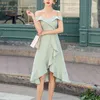 Summer Dress Women Elegant Irregular Backless Sexy Female Party Solid Spaghetti Strap es Woman Robe Femme 9333 210512