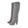 Fashion Leisure Satisfactory Shoes Vintage Womens Suede Booties Winter Ladies Knee High Boots Block Heel Heels 220224