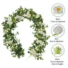 Decorative Flowers & Wreaths Eucalyptus Garland With 20 White Camellias 6.56 Ft Artificial Floral Vines For Wedding Table Runner Backdrop Wa