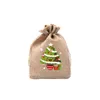 Christmas Linen Bag Drawstring New Year Holiday Gift Sack Santa Fashion Festive Decorations Candy Claus Present Bags Printed Canvas Collection