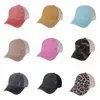 Pferdeschwanz-Hüte, 9 Farben, gewaschene Netzrückseite, Leoparden-Camouflage, hohl, Messy Bun, Baseballkappe, Trucker-Mütze, CYZ3153