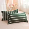 Conjuntos de cama moderno estilo simples poliéster verde listras suaves confortáveis ​​duvet cobertura equipada folha de cama fillucases home têxteis