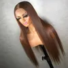 Lace Wigs Colored Chocolate Brown Straight Front Wig 4 Color 13x4 Frontal PrePlucked Remy Brazilian Bone8466039