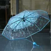 100pcs / lot 투명한 투명 우산 손잡이 windproof 3 배 우산 벚꽃 버섯 아폴로 사쿠라 여자 여자의 우산 JJE1