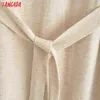 Tangada Fashion Women Beige Elegant Sweater Dress Turtleneck Long Sleeve Ladies Warm Knee Dress with Slash BC133 G1214