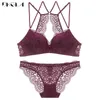 NXY SEXY SET Vacker Back Bra Set Tunn Bomull Brassiere Broder Svart Sexig Underkläder För Kvinnor Bras Wire Free Lace Underkläder 1129