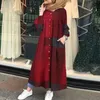 Etniska kläder muslimska hijab klänning kvinnor vintage långärmad marocain kaftan maxi 2022 höst tryckt vestidos kvinnlig lös mantel plus storlek