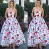 Superbes robes de bal à bases hautes manches sans bretelles sans bretelles robe de soirée florale robe formelle