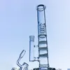 Triple Comb Perc Hookahs Glass Bong Straight Tube Birdcage Percolators Bongs 18mm Water Pipes With Oil Dab Rigs Blue Green Clear