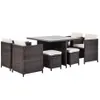 U_Style 9 pièces Conversation de meubles en rotin Set avec coussins à manger Patio Set US STOCK A35